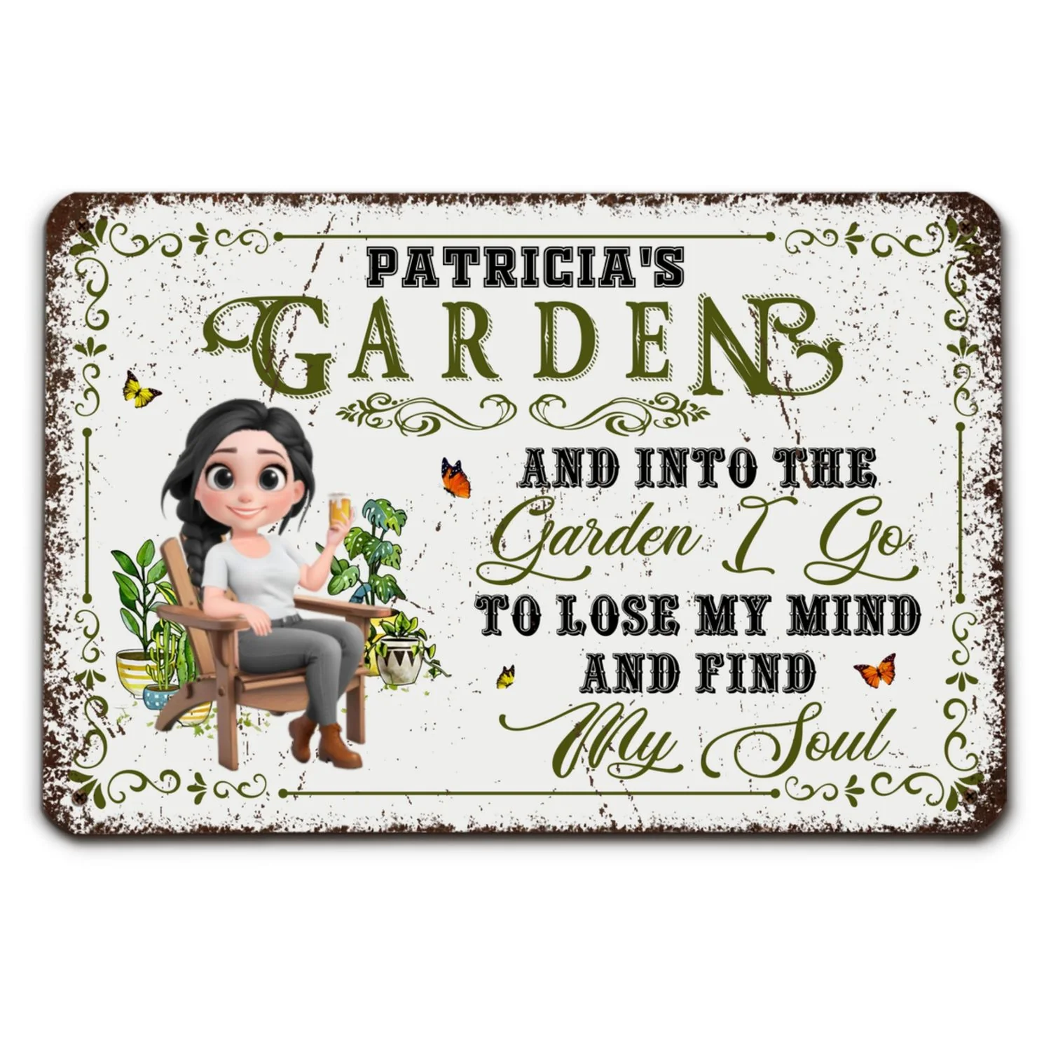 And Into The Garden I Go Gardening - Personalized Custom Metal Sign - Image 6