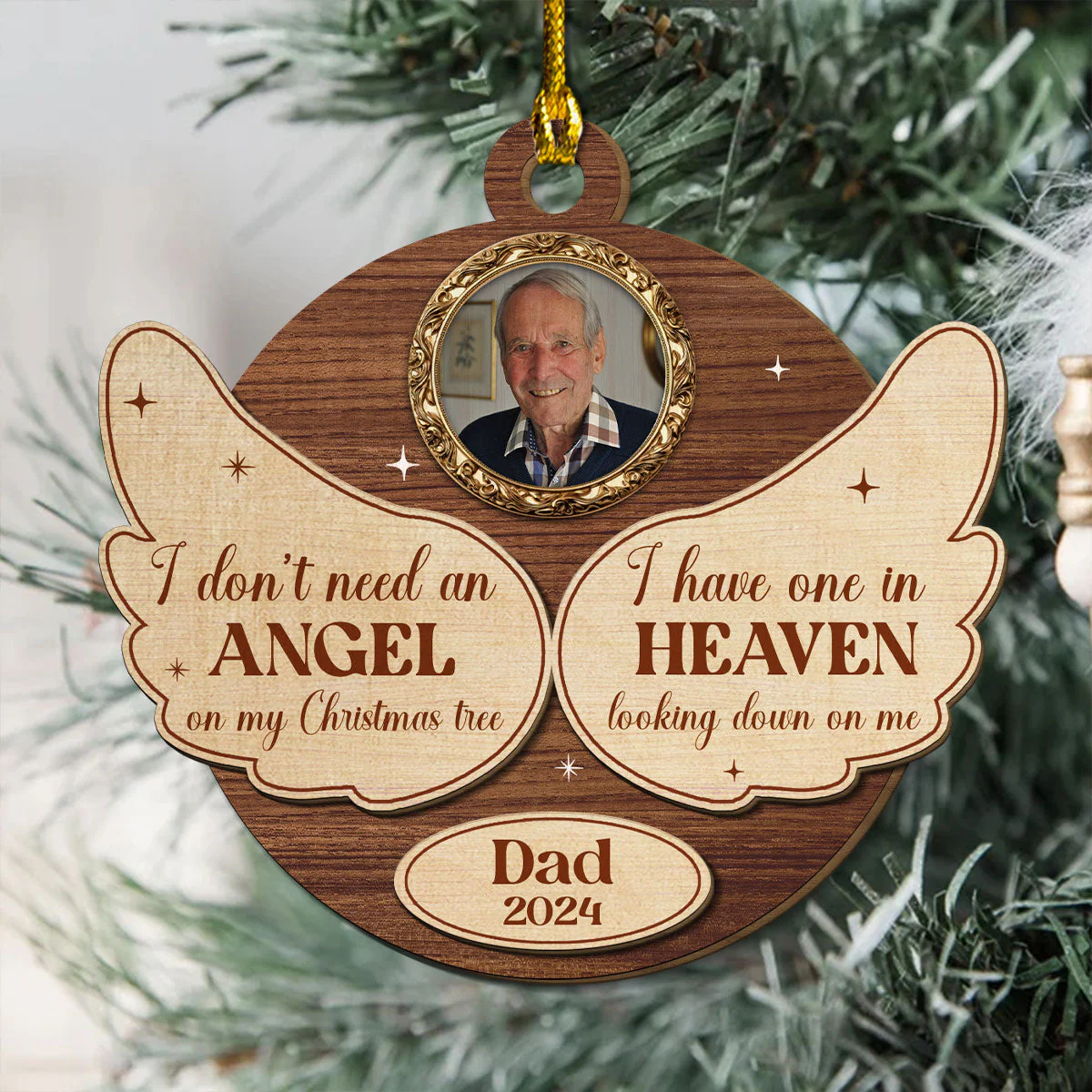 Angel In Heaven - Personalized Custom 2-layered Wood Ornament - Image 3