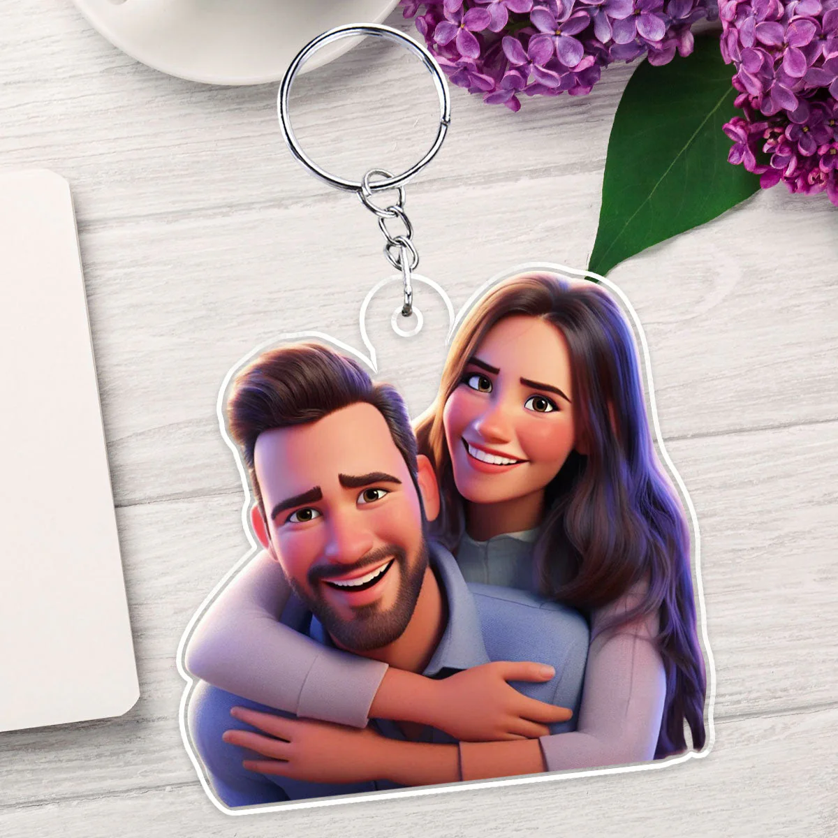 Animated Couple Keychain - Personalized Custom Acrylic Keychain - Image 2