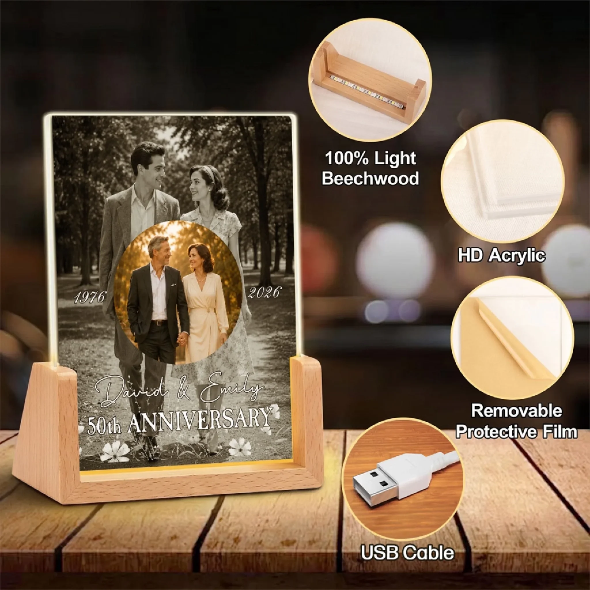 Anniversary Gift - Personalized Custom Night Light - Image 7