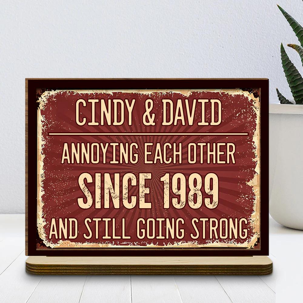 Annoying Each Other - Personalized Custom 2-Layer Wood Plaque With Flat Base - Image 2