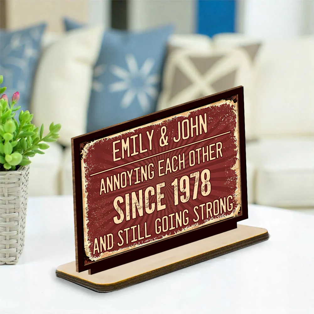 Annoying Each Other - Personalized Custom 2-Layer Wood Plaque With Flat Base - Image 3