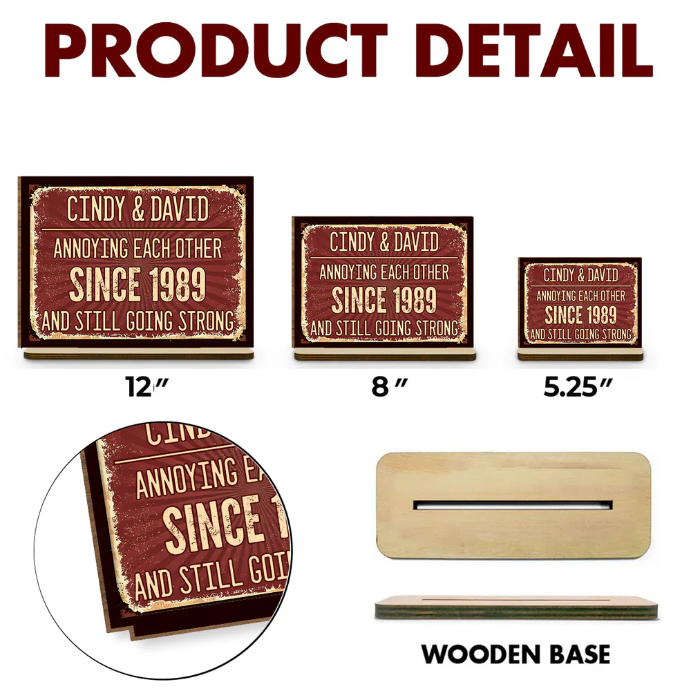 Annoying Each Other - Personalized Custom 2-Layer Wood Plaque With Flat Base - Image 4