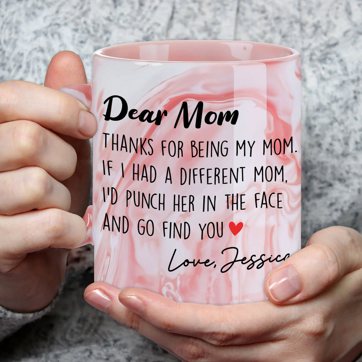 Another Mom - Personalized Custom Pink Marble Mug - Image 3