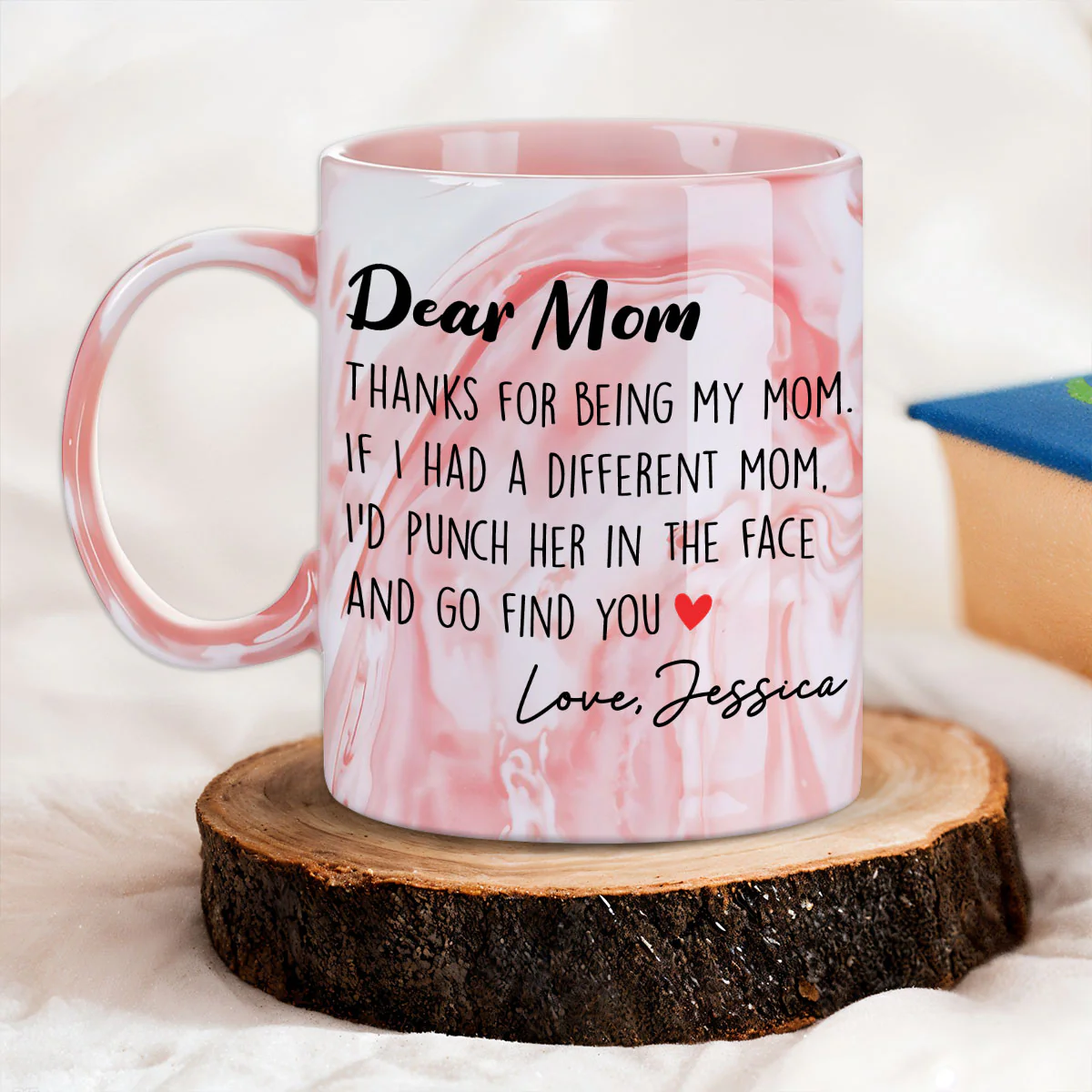 Another Mom - Personalized Custom Pink Marble Mug - Image 4