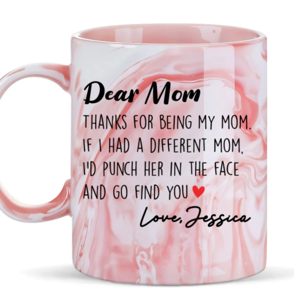 Another Mom - Personalized Custom Pink Marble Mug - Image 5