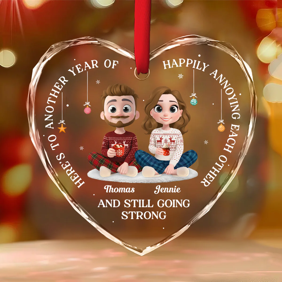 Another Year Of Happily - Personalized Custom Glass Ornament - Image 3