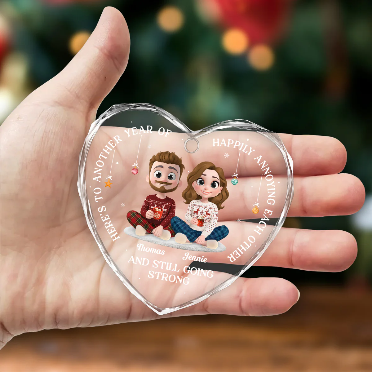 Another Year Of Happily - Personalized Custom Glass Ornament - Image 5