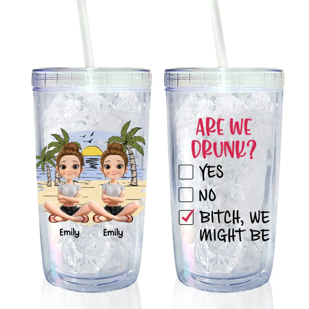 Are We Drunk - Personalized Custom 14oz Plastic Tumbler - Image 6