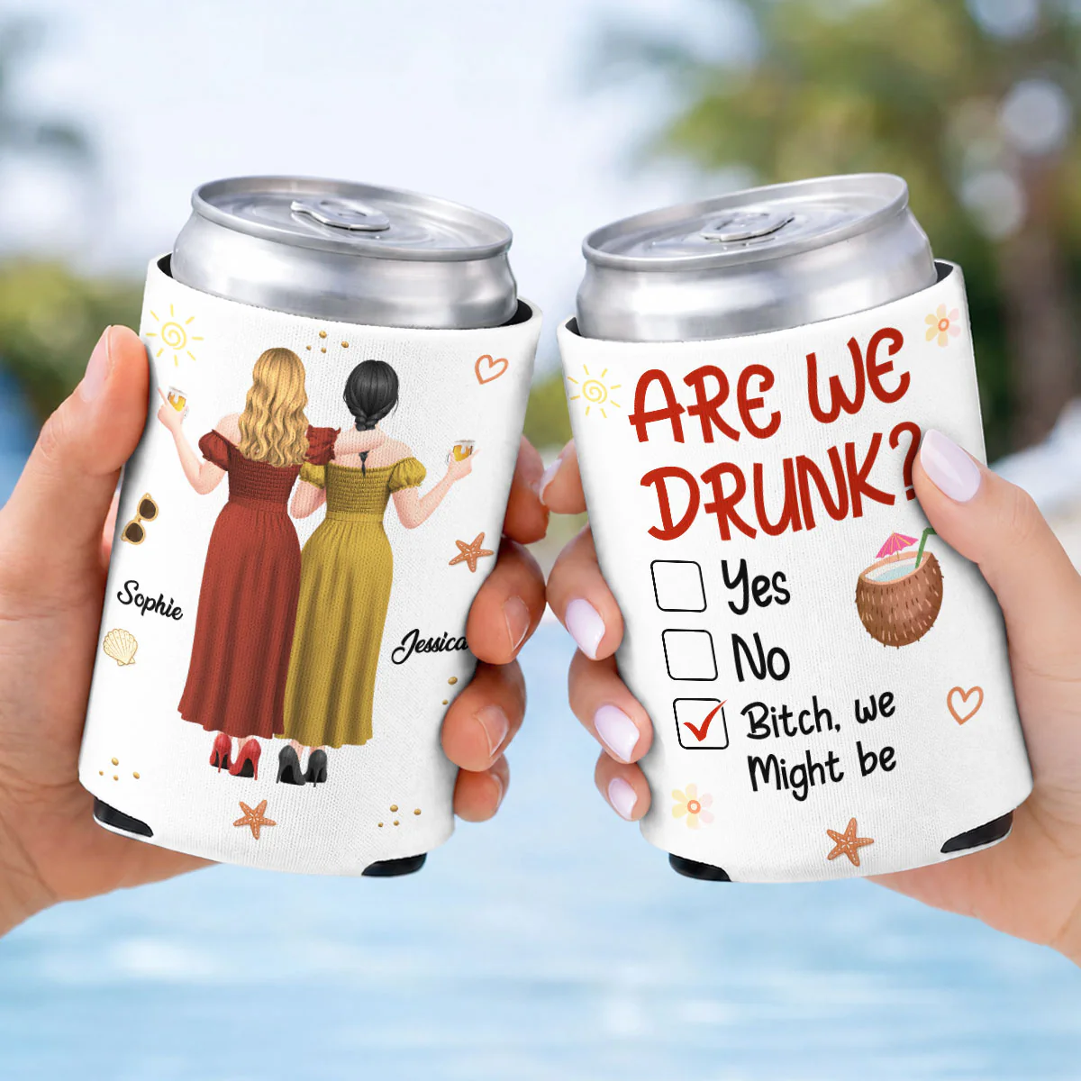 Are We Drunk - Personalized Custom Skinny Can Cooler - Image 5