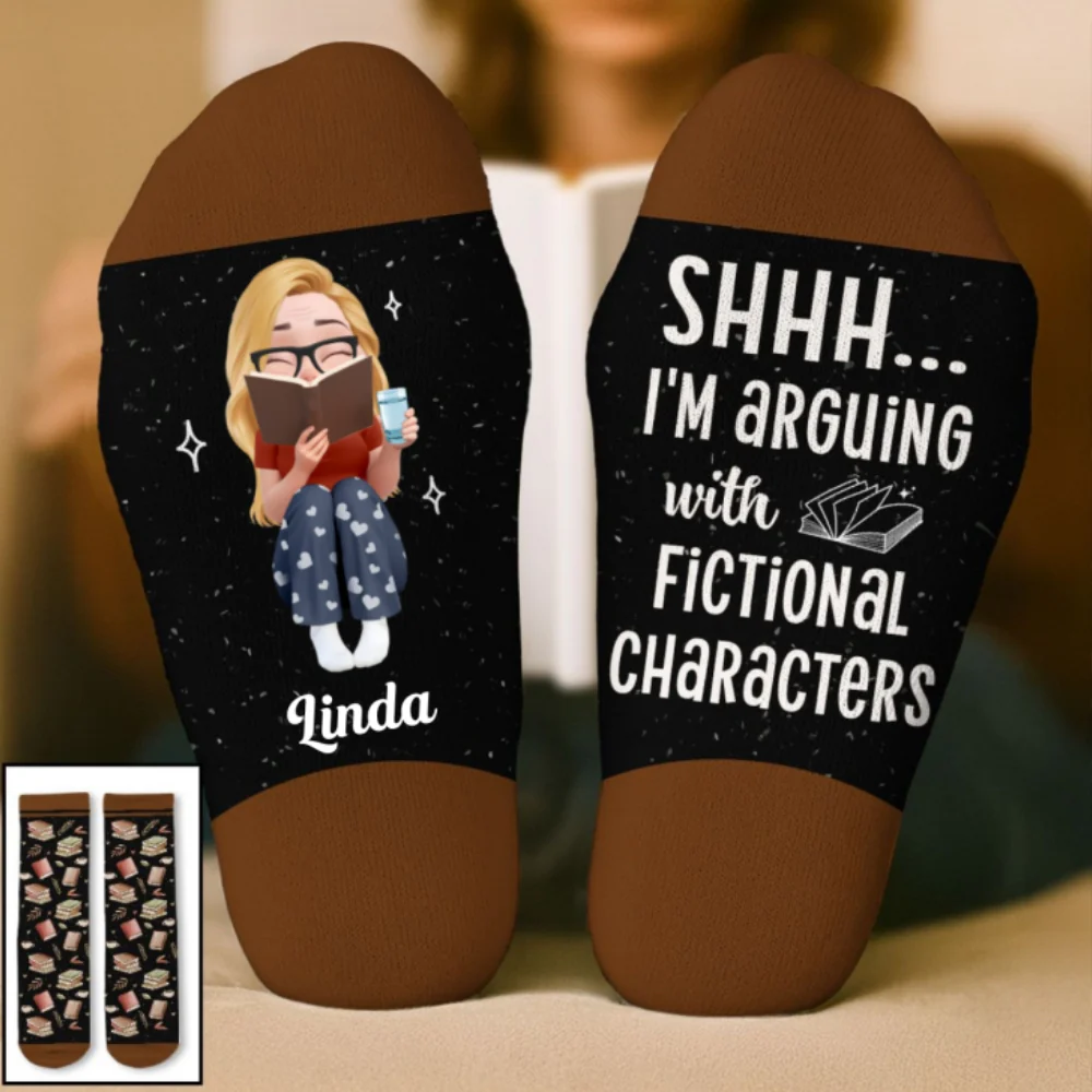 Arguing With Fictional Characters - Personalized Custom Crew Socks - Image 7