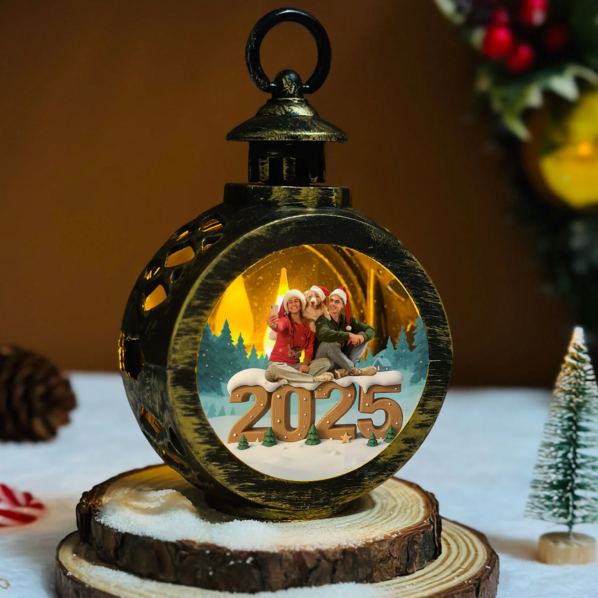 As A Family Now Onwards Photo - Personalized Custom 3D Effect Christmas Lantern - Image 5