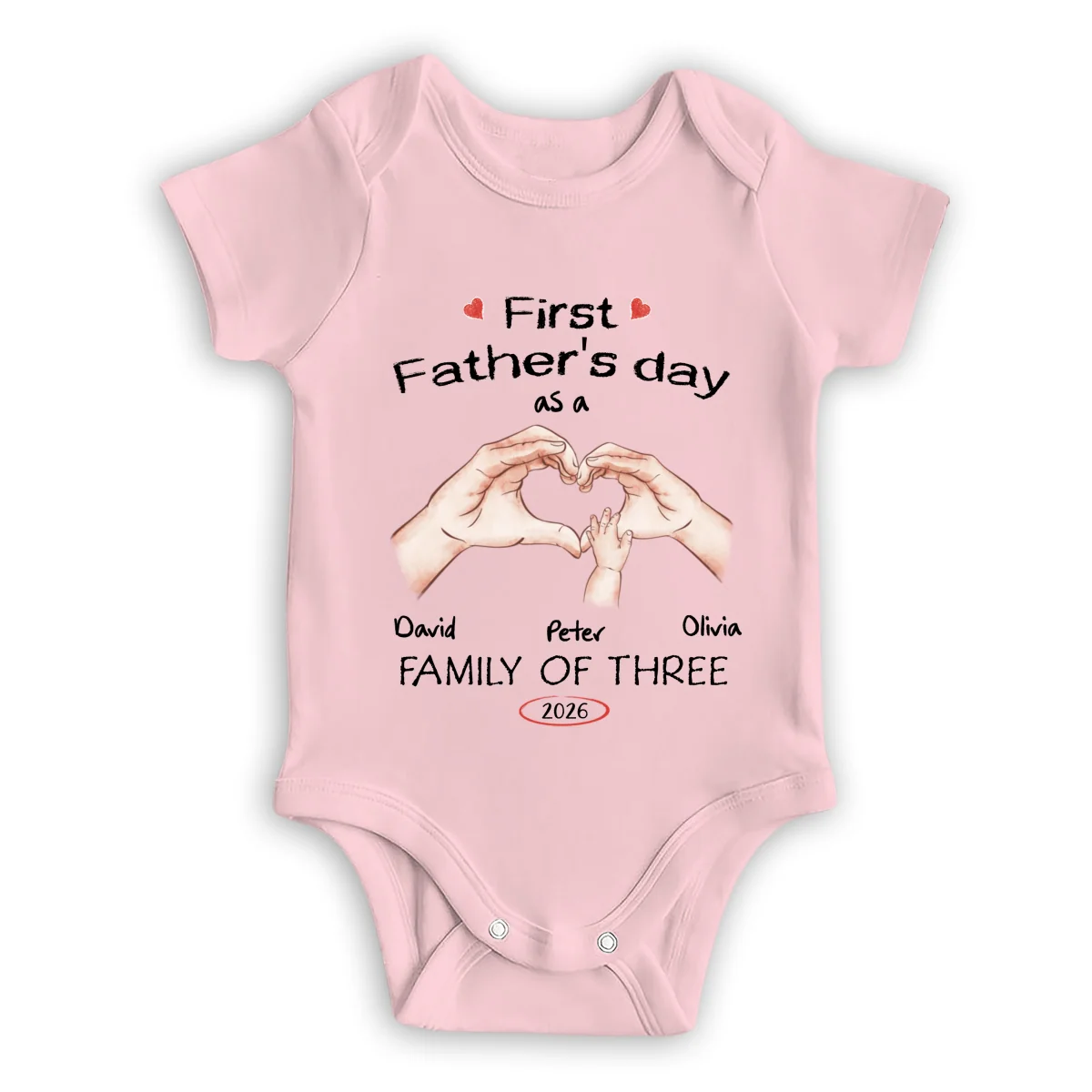 As A Family Of Three Fathers Day - Personalized Custom Baby Onesie - Image 10