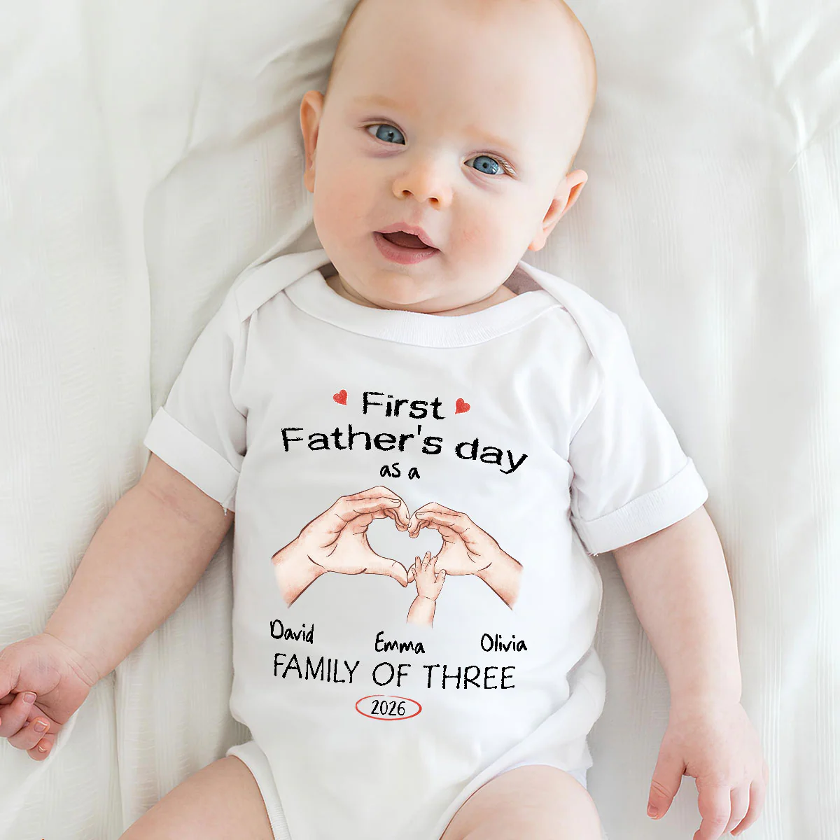 As A Family Of Three Fathers Day - Personalized Custom Baby Onesie - Image 4