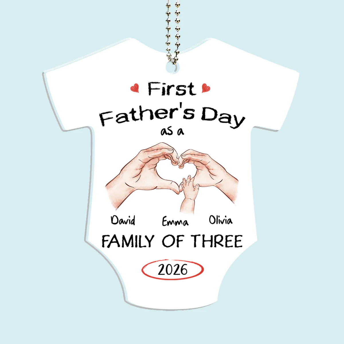 As A Family Of Three Fathers Day - Personalized Custom Car Ornament - Image 3
