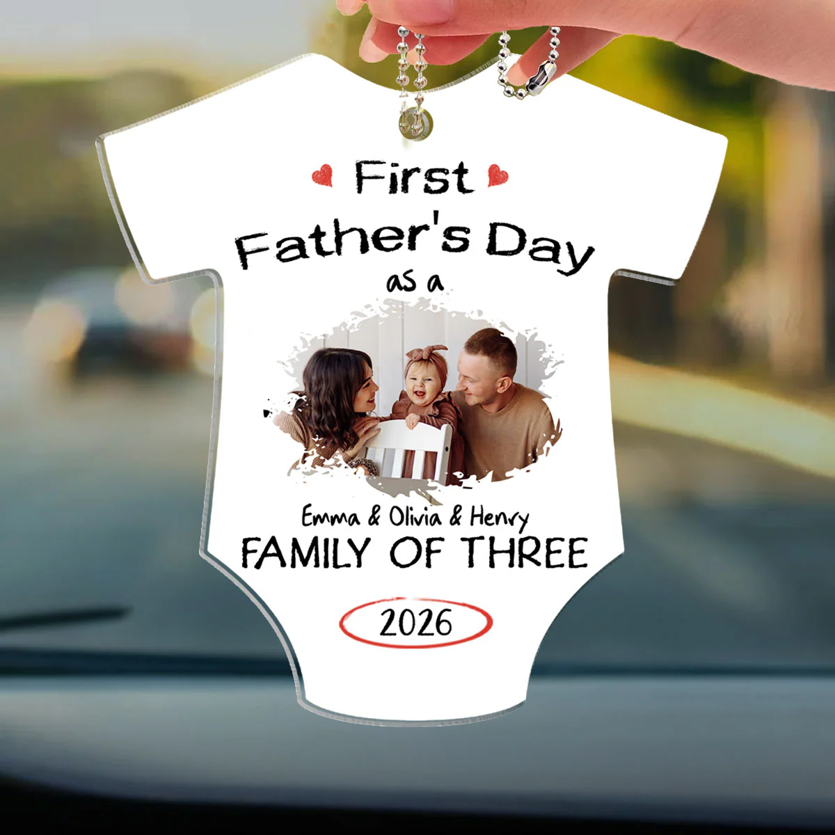 As A Family Of Three Fathers Day - Personalized Custom Car Ornament - Image 5