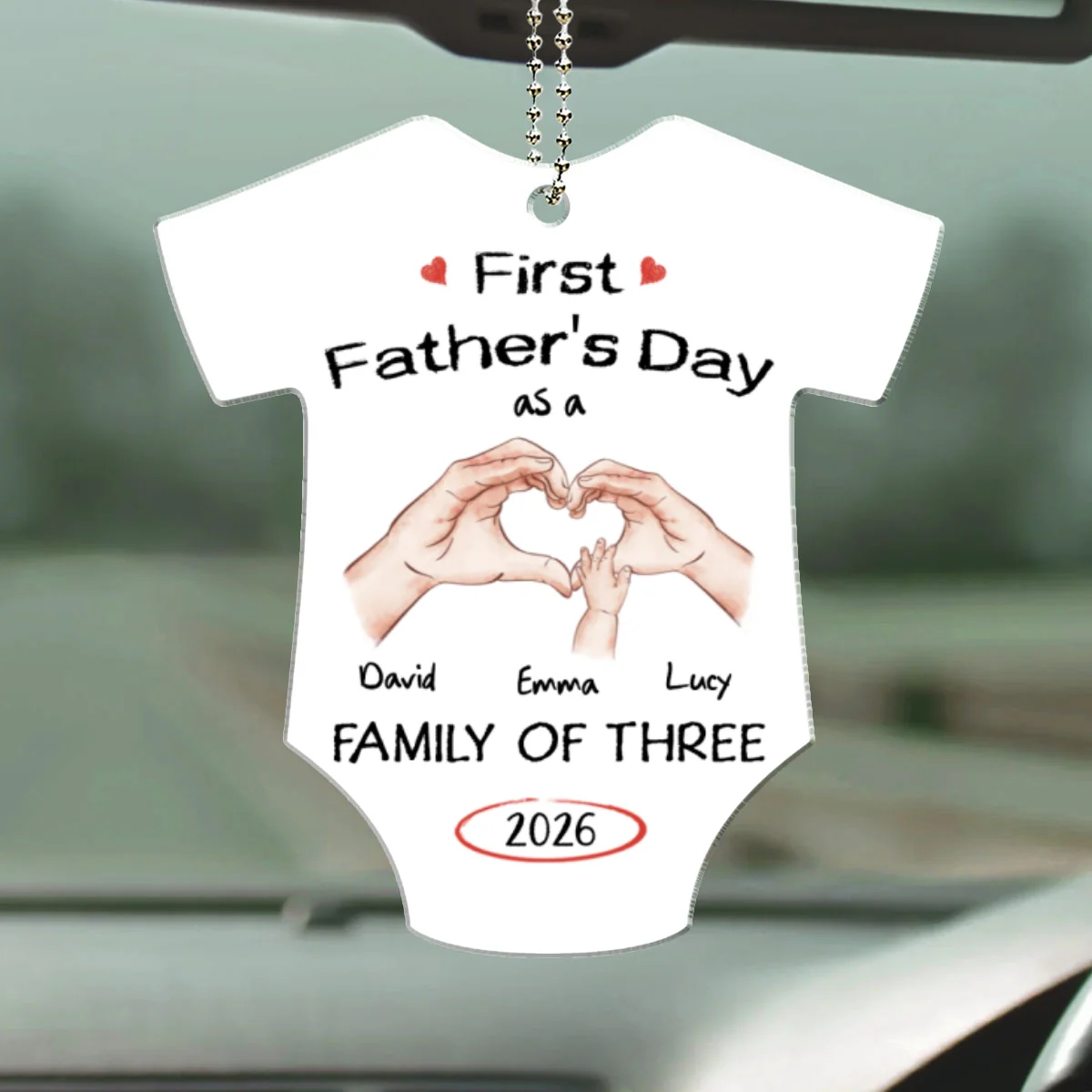 As A Family Of Three Fathers Day - Personalized Custom Car Ornament - Image 6