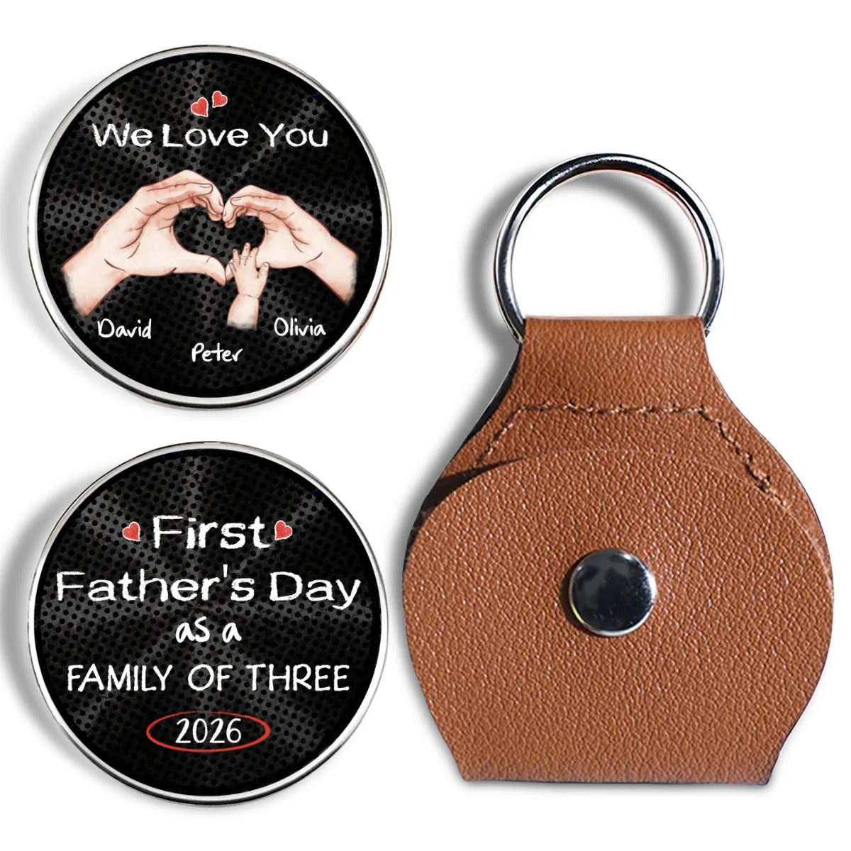  As A Family Of Three Fathers Day - Personalized Custom Pocket Hug - Image 6