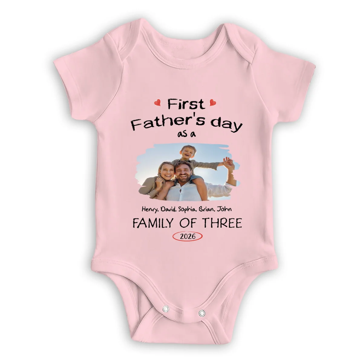 As A Family Of Three Fathers Day Photo - Personalized Custom Baby Onesie - Image 6