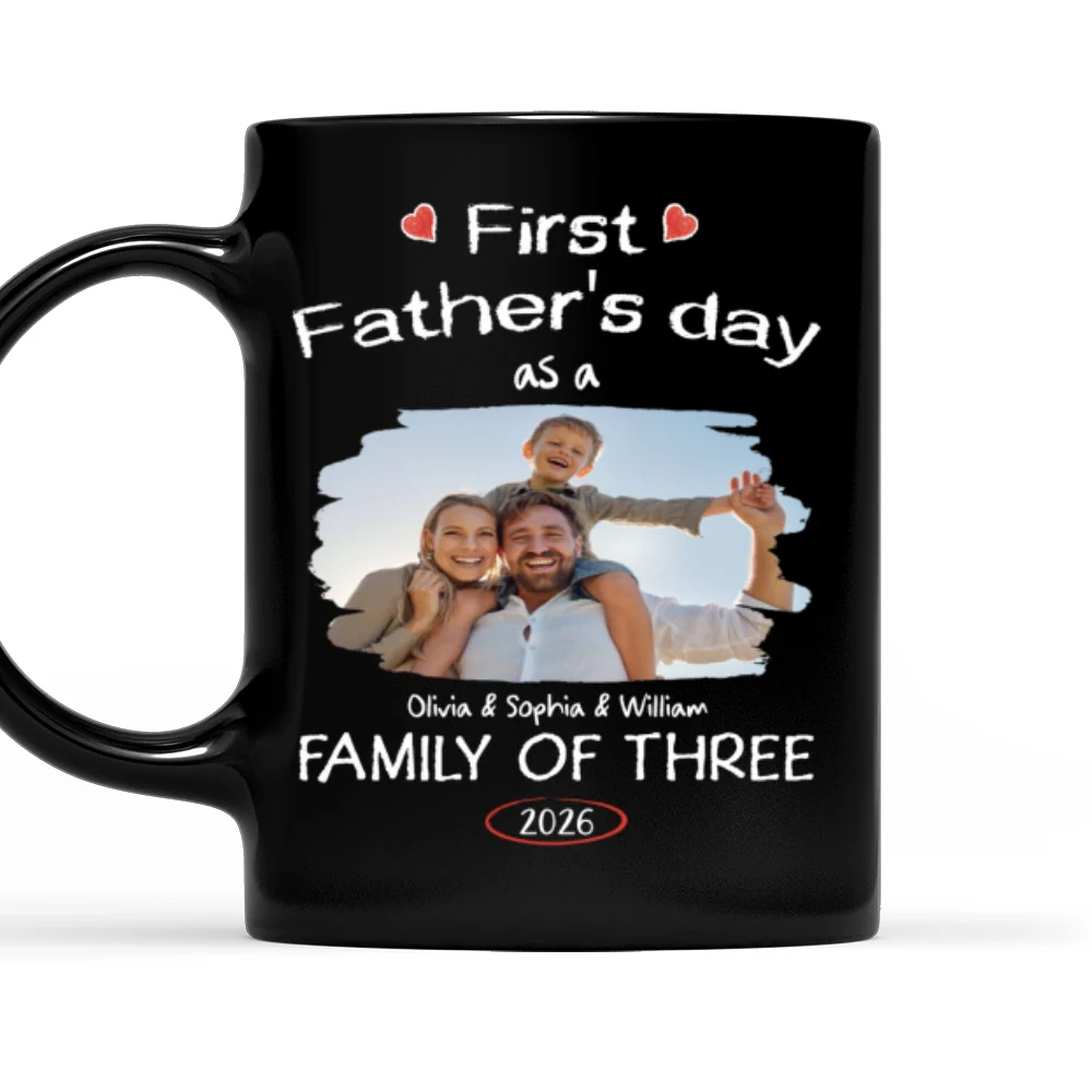 As A Family Of Three Fathers Day Photo - Personalized Custom Coffee Mug - Image 4