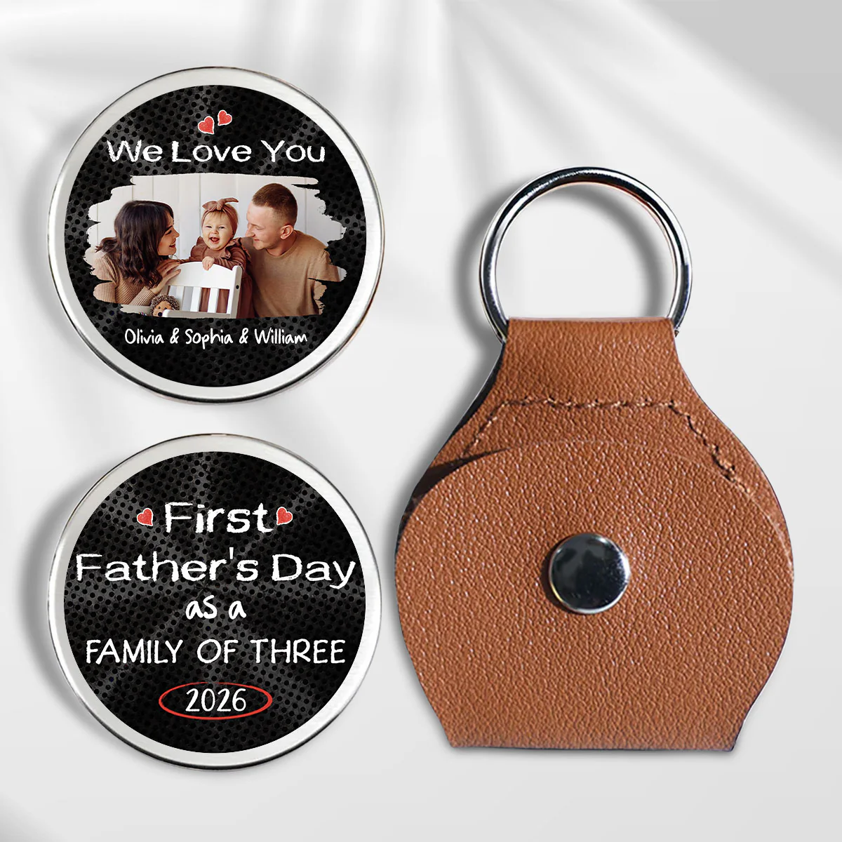 As A Family Of Three Fathers Day Photo - Personalized Custom Pocket Hug