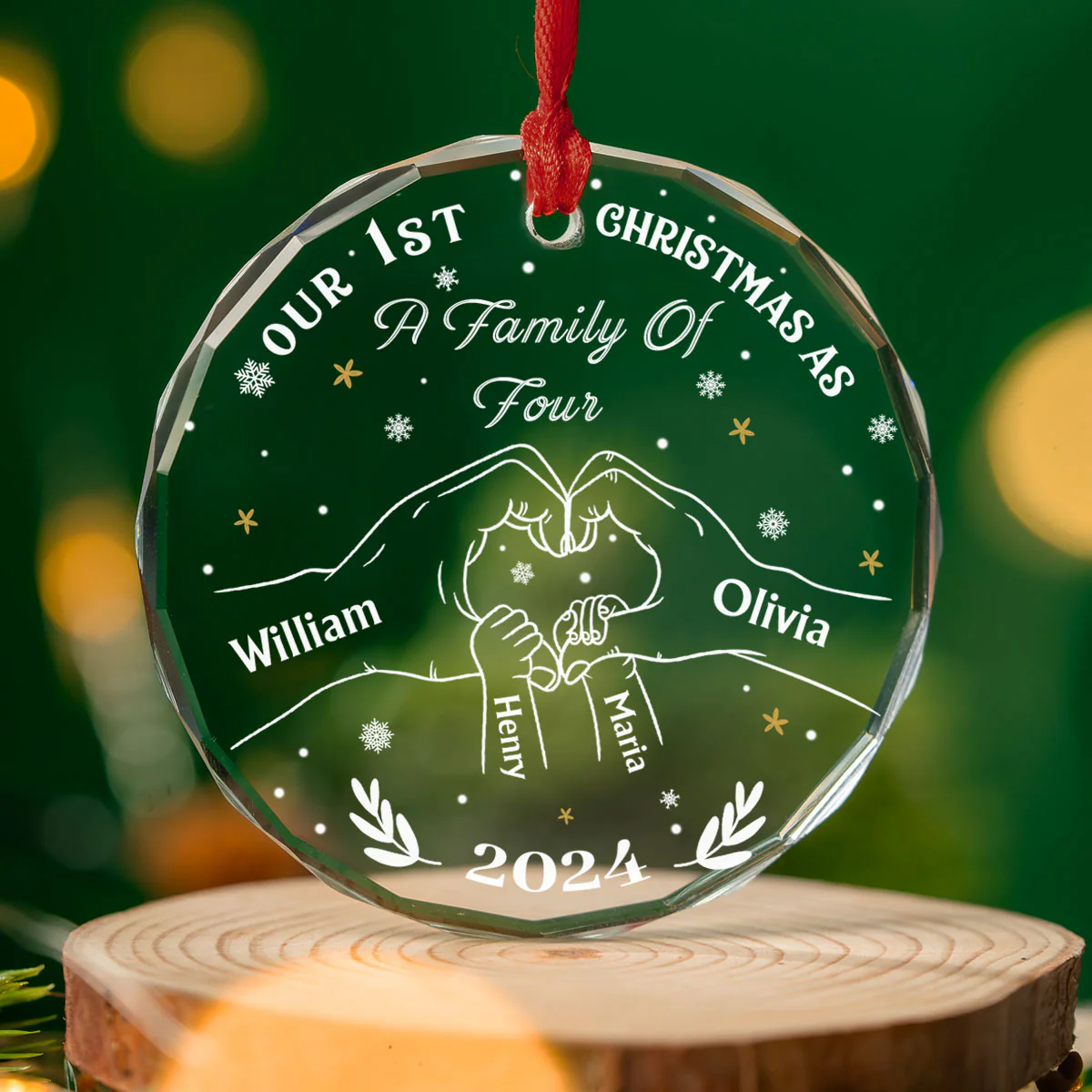 As A Family Of Three Members - Personalized Custom Glass Ornament - Image 2