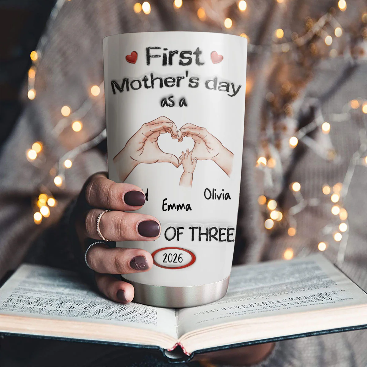 As A Family Of Three Mothers Day - Personalized Custom 3D Inflated Effect Tumbler
