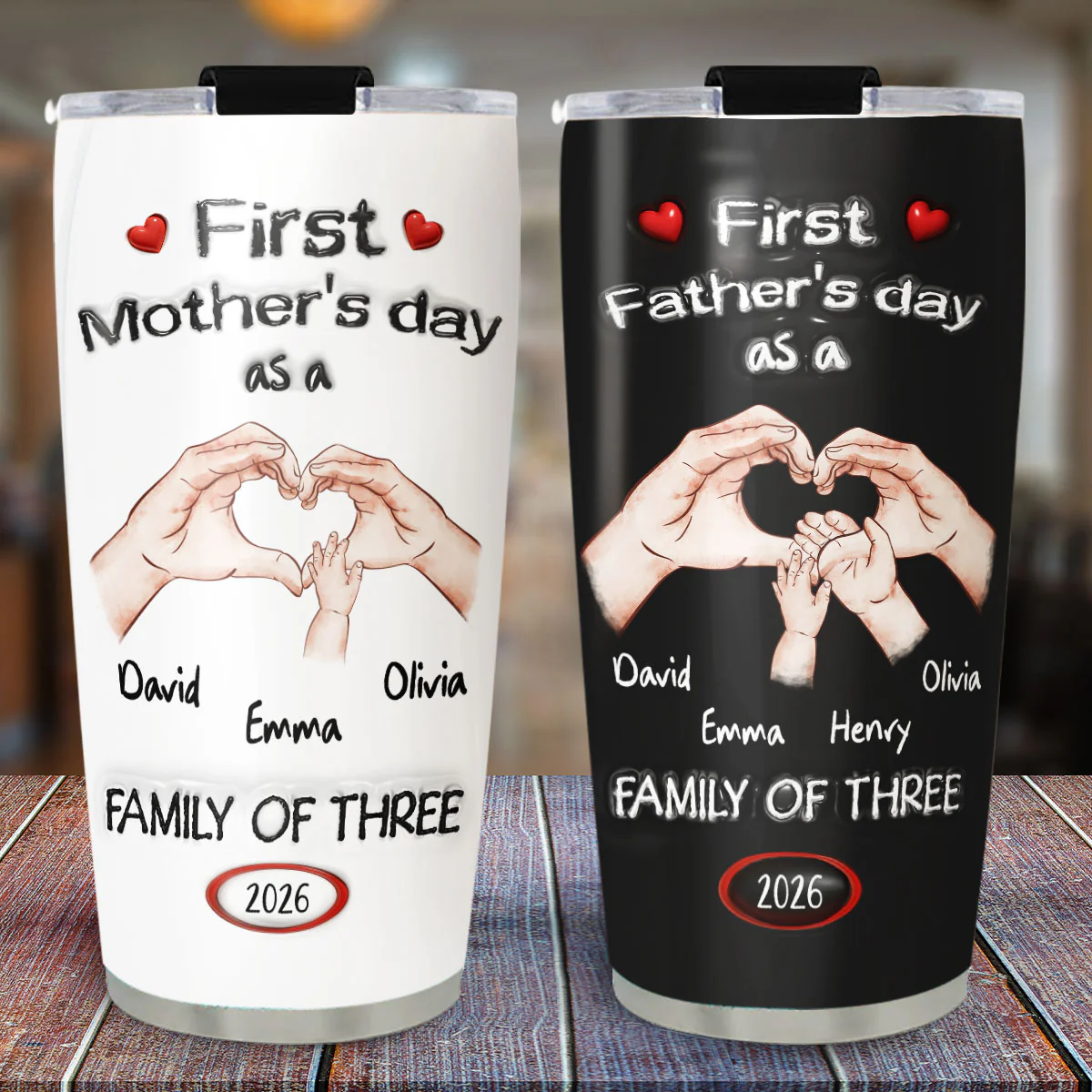 As A Family Of Three Mothers Day - Personalized Custom 3D Inflated Effect Tumbler - Image 2