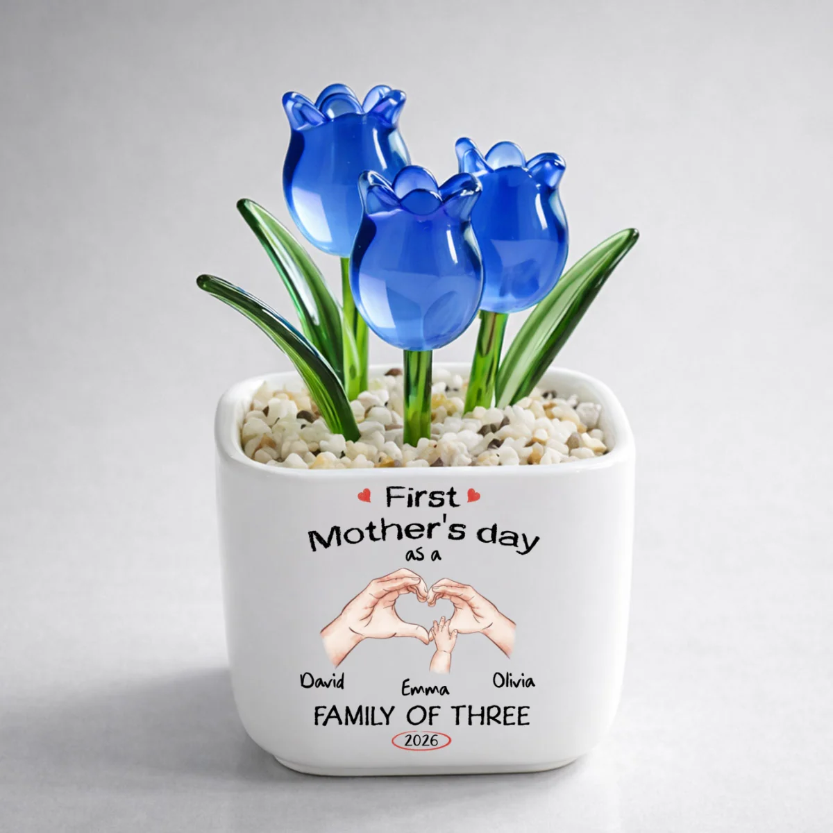 As A Family Of Three - Personalized Custom Glass Everlasting Tulips - Image 7