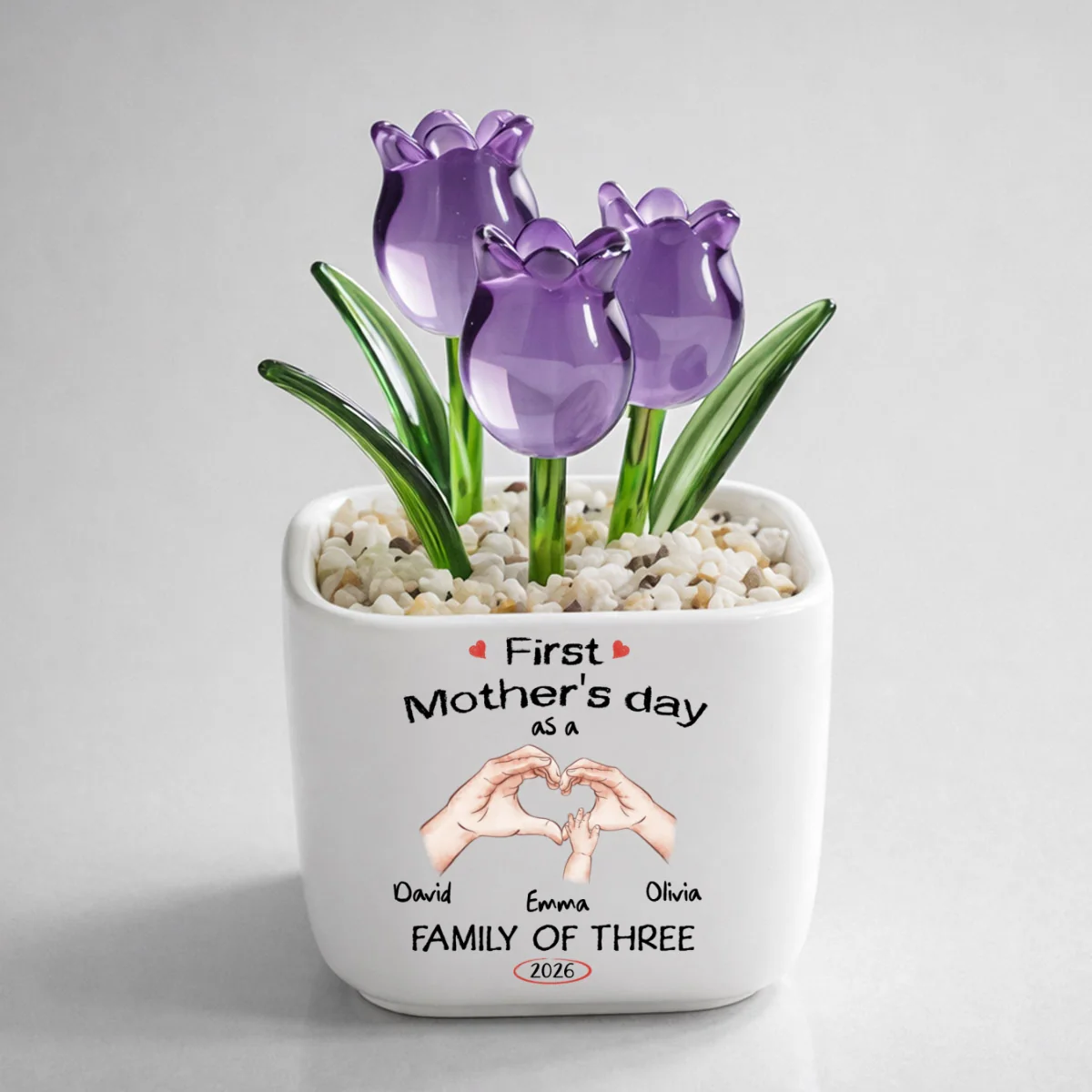 As A Family Of Three - Personalized Custom Glass Everlasting Tulips - Image 9