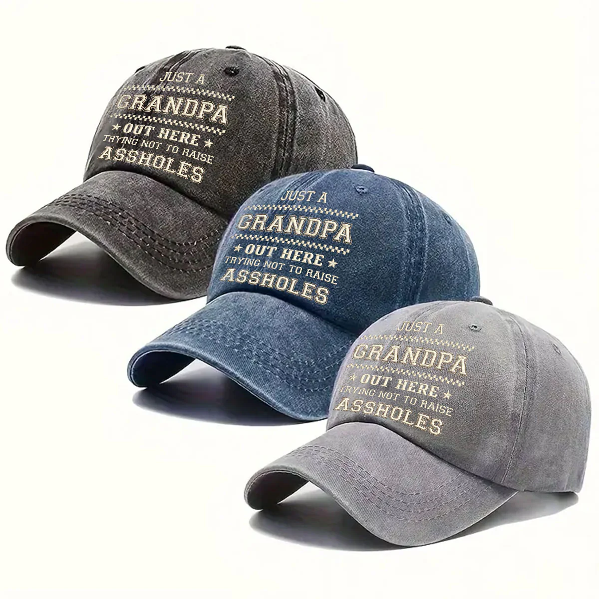Asshole Number One - Personalized Custom Vintage Washed Denim Cap - Image 5
