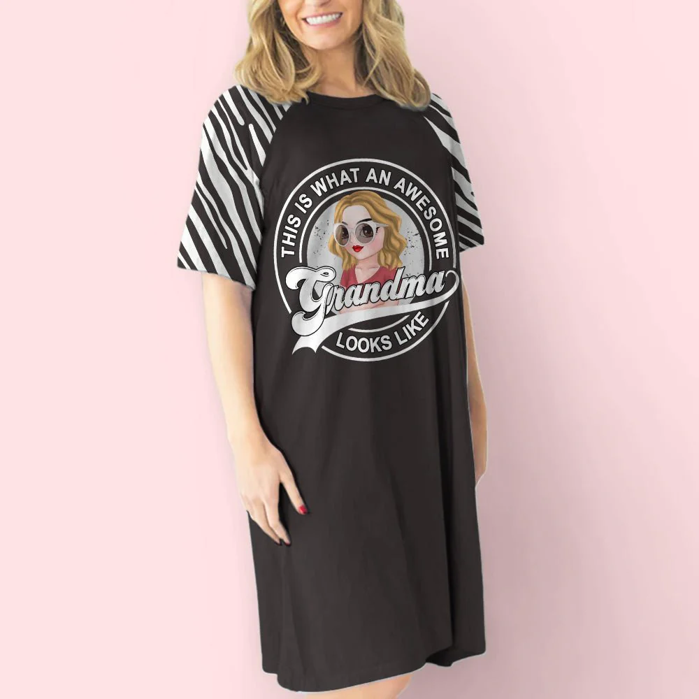 Awesome Grandma Looks Like - Personalized Custom 3/4 Sleeve Dress - Image 3