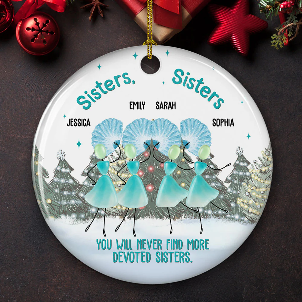 Awesome Sisters Sisters - Personalized Custom Ceramic Ornament - Image 2