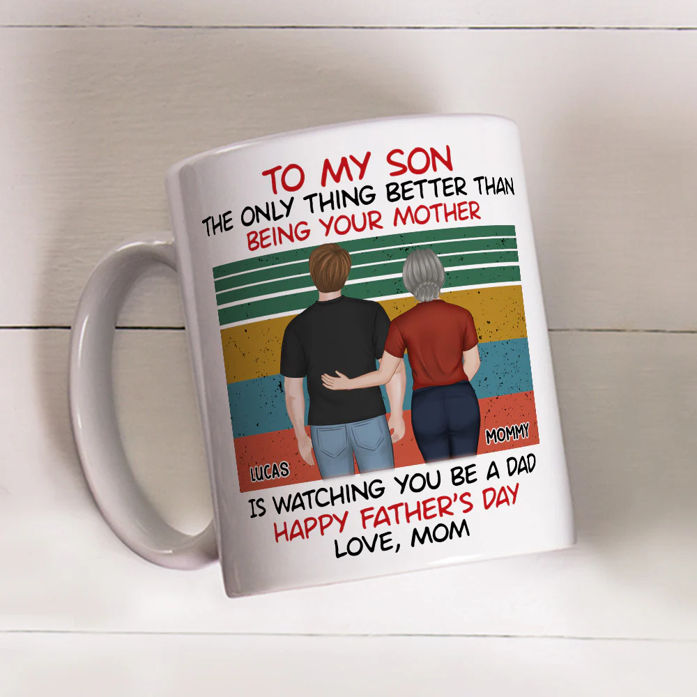 Awesome Son Better Dad Back View - Personalized Custom Coffee Mug - Image 2