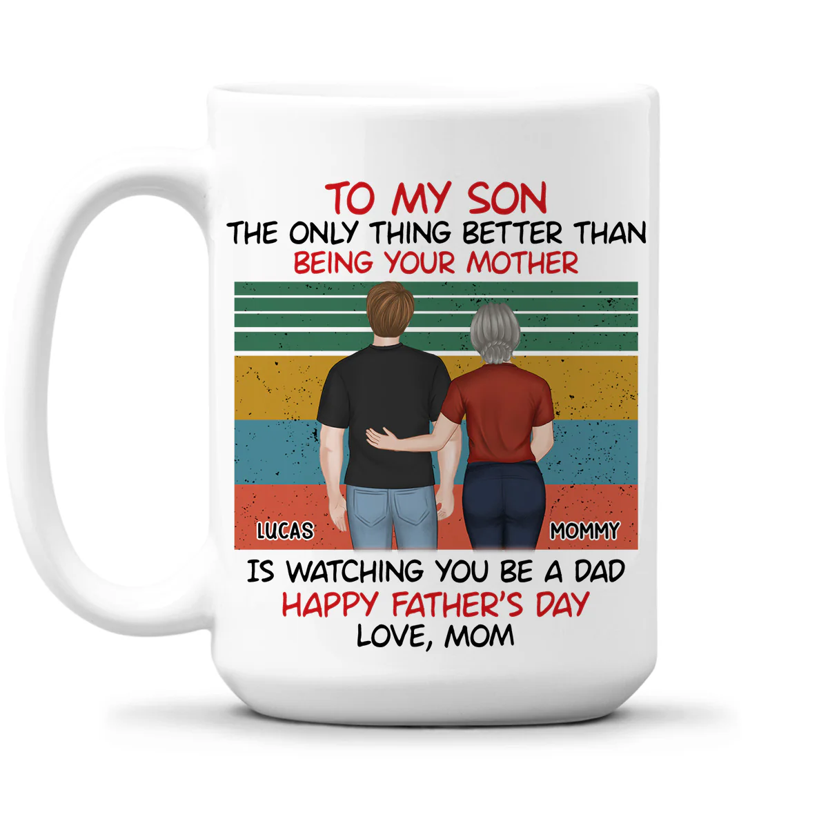 Awesome Son Better Dad Back View - Personalized Custom Coffee Mug - Image 6