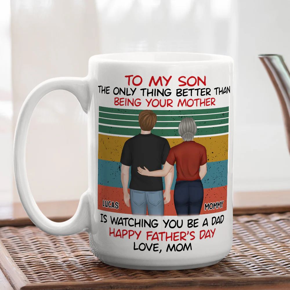 Awesome Son Better Dad Back View - Personalized Custom Coffee Mug - Image 8