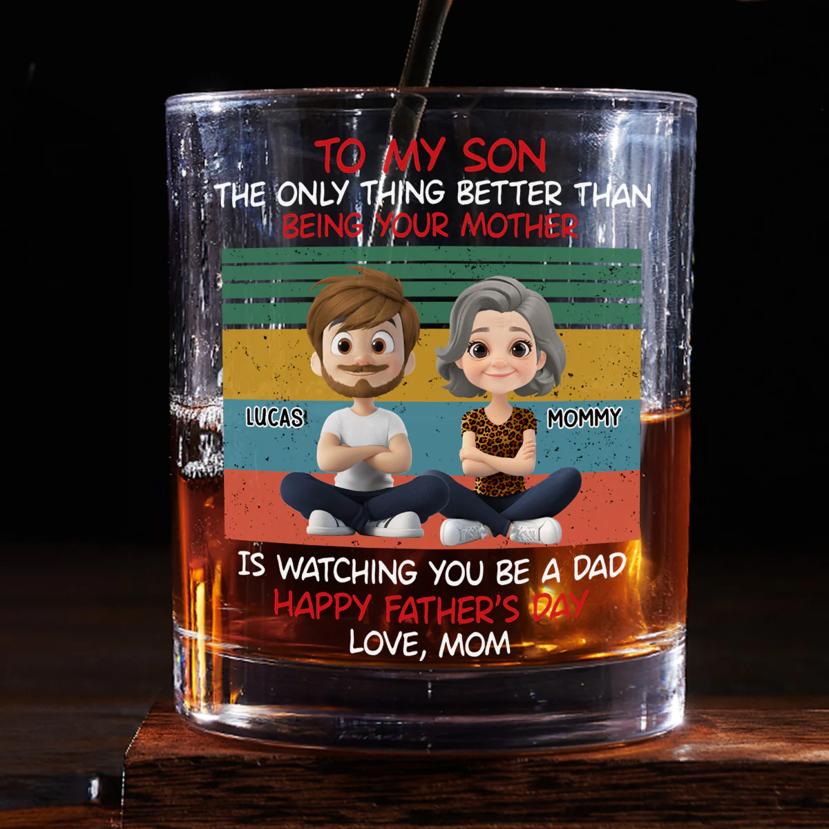 Awesome Son Better Dad - Personalized Custom Whiskey Glass