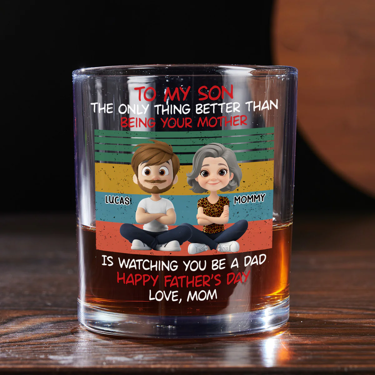 Awesome Son Better Dad - Personalized Custom Whiskey Glass - Image 4