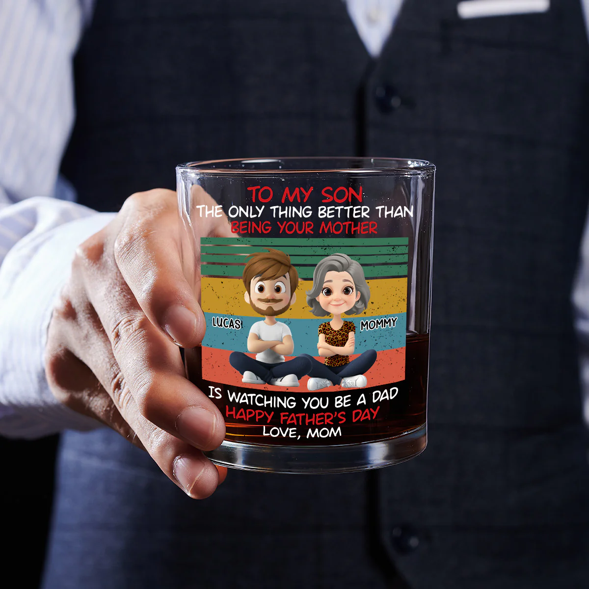 Awesome Son Better Dad - Personalized Custom Whiskey Glass - Image 5