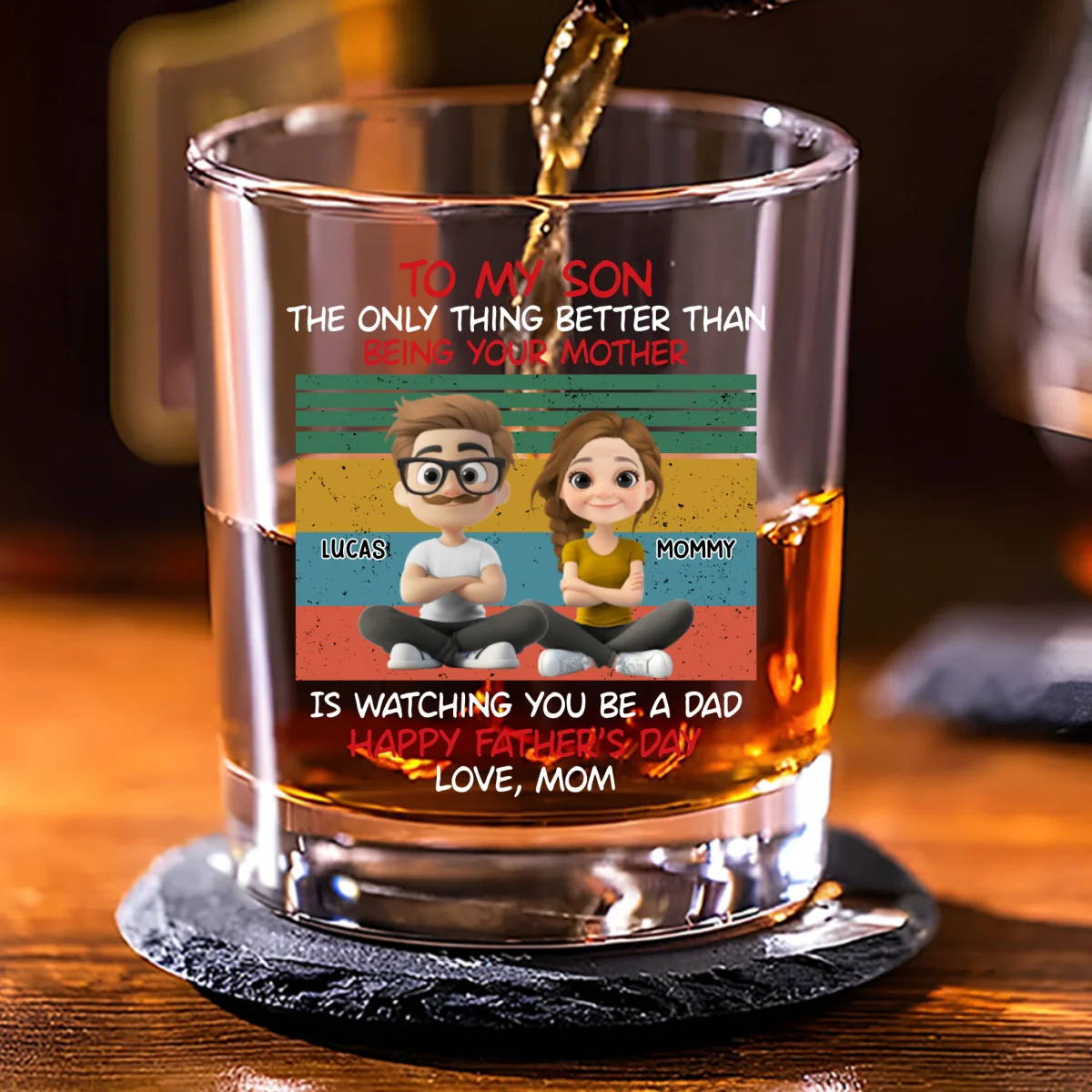 Awesome Son Better Dad - Personalized Custom Whiskey Glass - Image 7