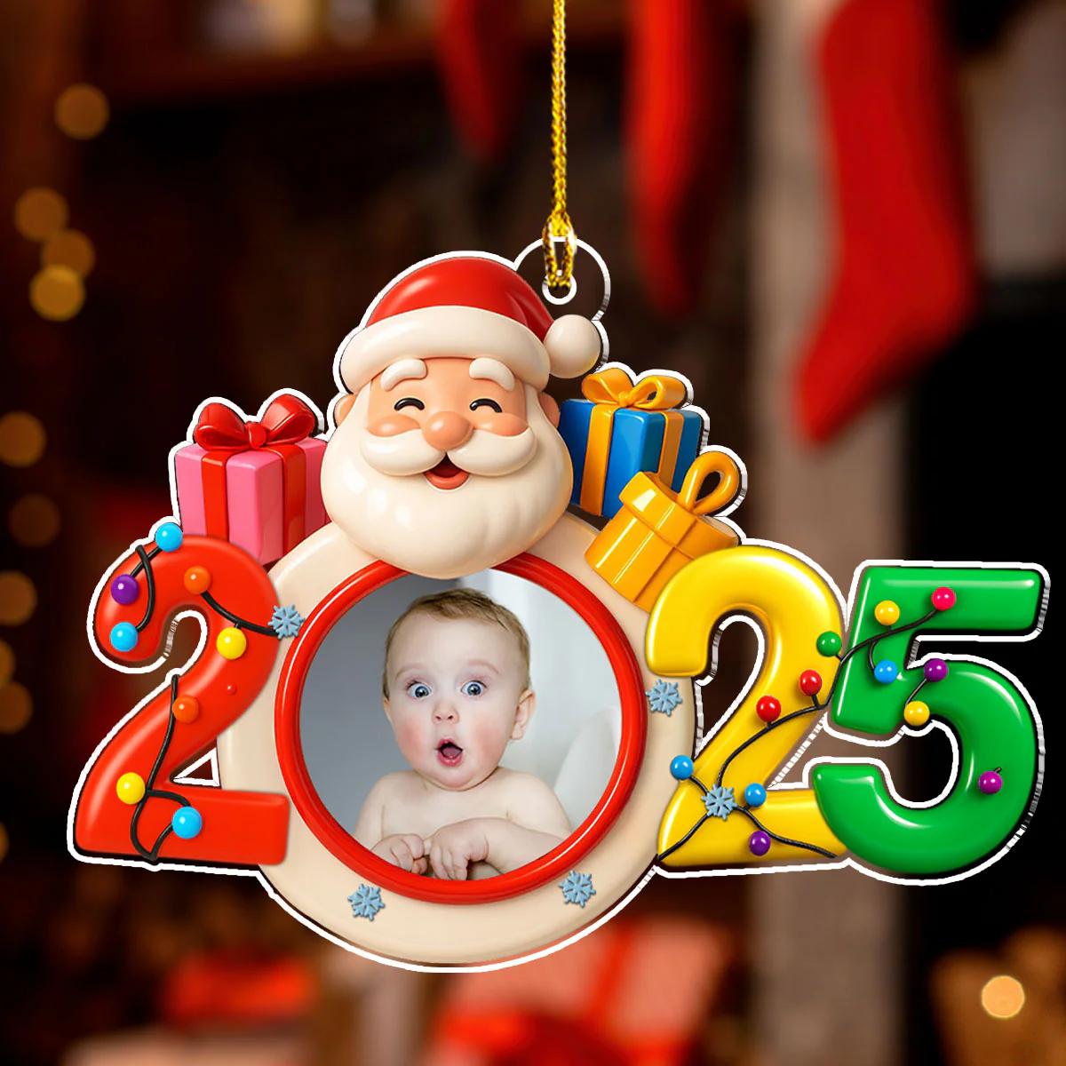 Baby Happy Christmas - Personalized Custom Acrylic Ornament - Image 4