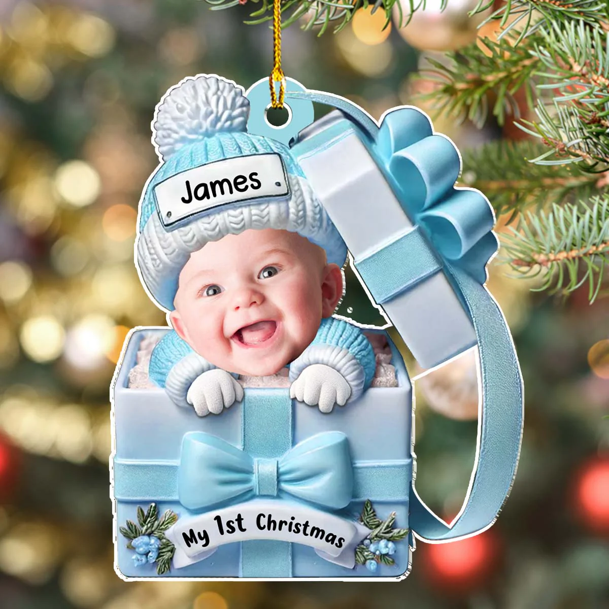 Baby Inside Gift Box - Personalized Custom Acrylic Ornament - Image 5