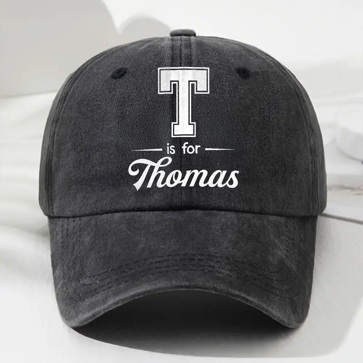 Baby Name - Personalized Custom Vintage Washed Denim Cap