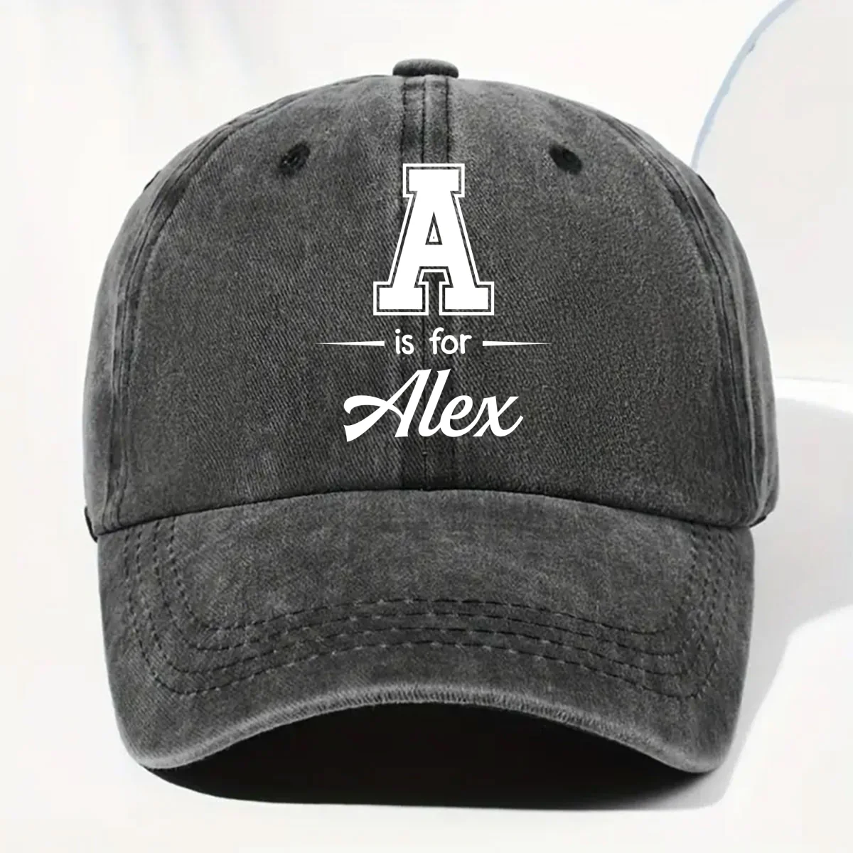 Baby Name - Personalized Custom Vintage Washed Denim Cap - Image 6