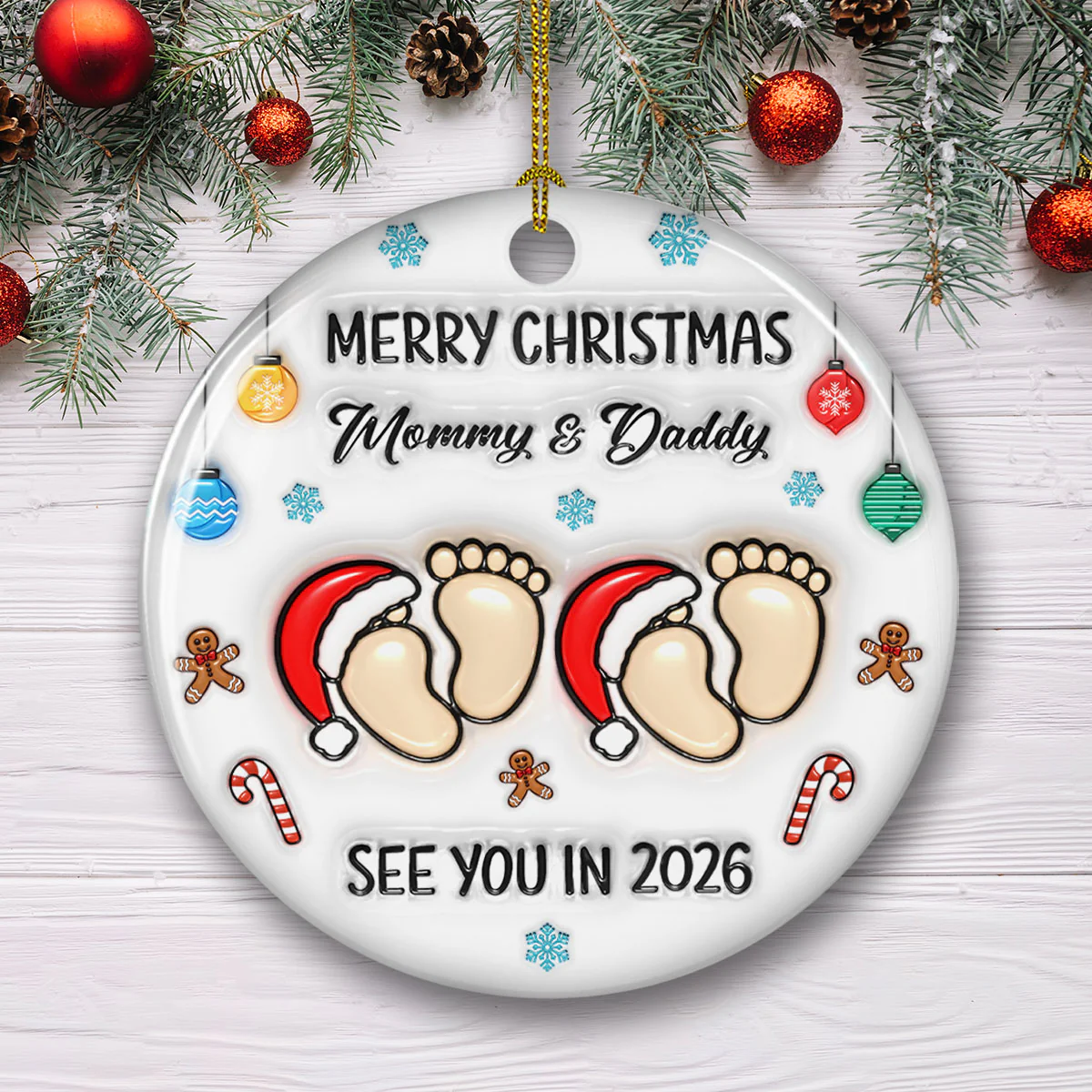Baby See You Soon - Personalized Custom 3D Inflated Effect Ceramic Ornament - Image 2