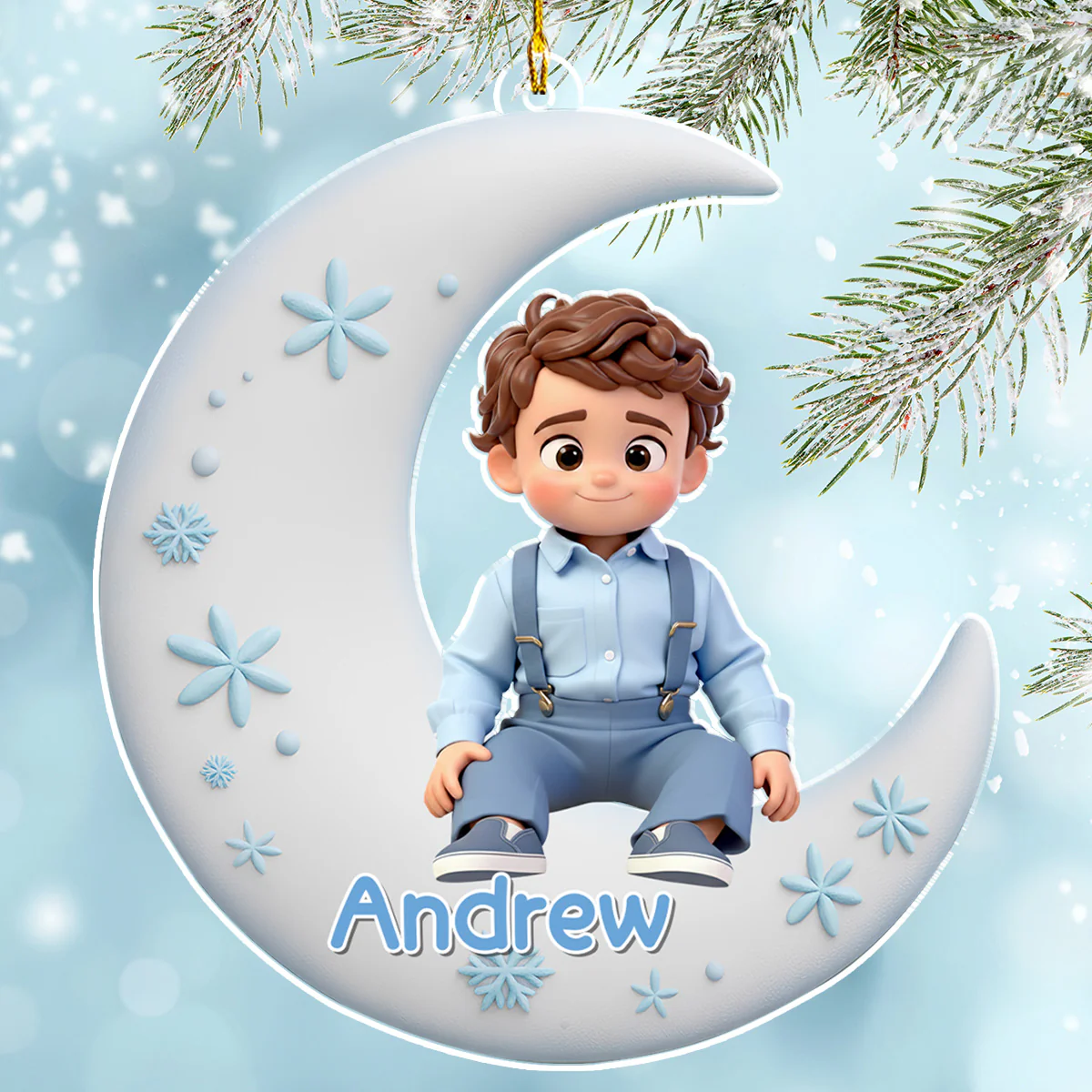 Baby Sleep On The Moon - Personalized Custom Acrylic Ornament - Image 4
