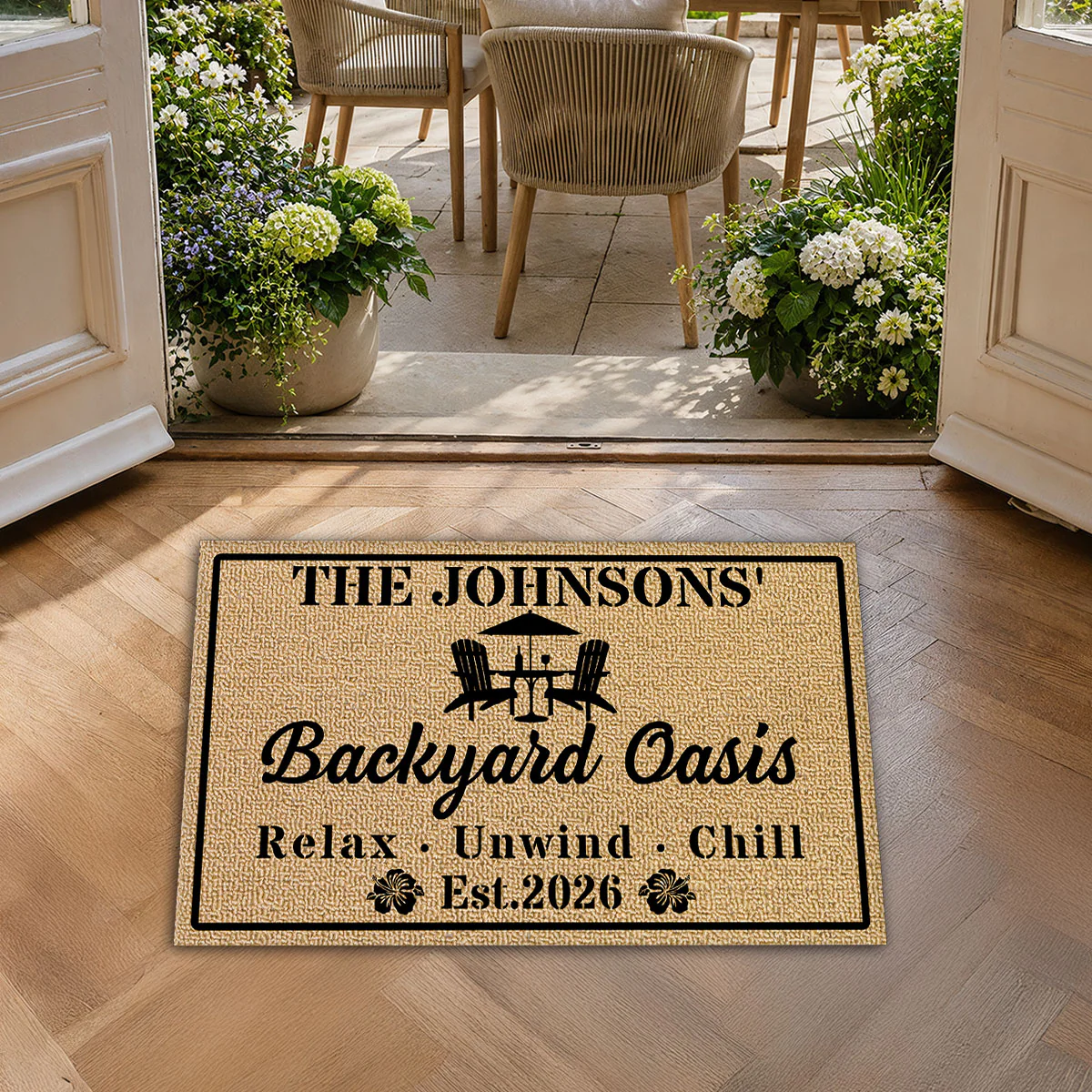 Backyard Oasis - Personalized Custom Doormat