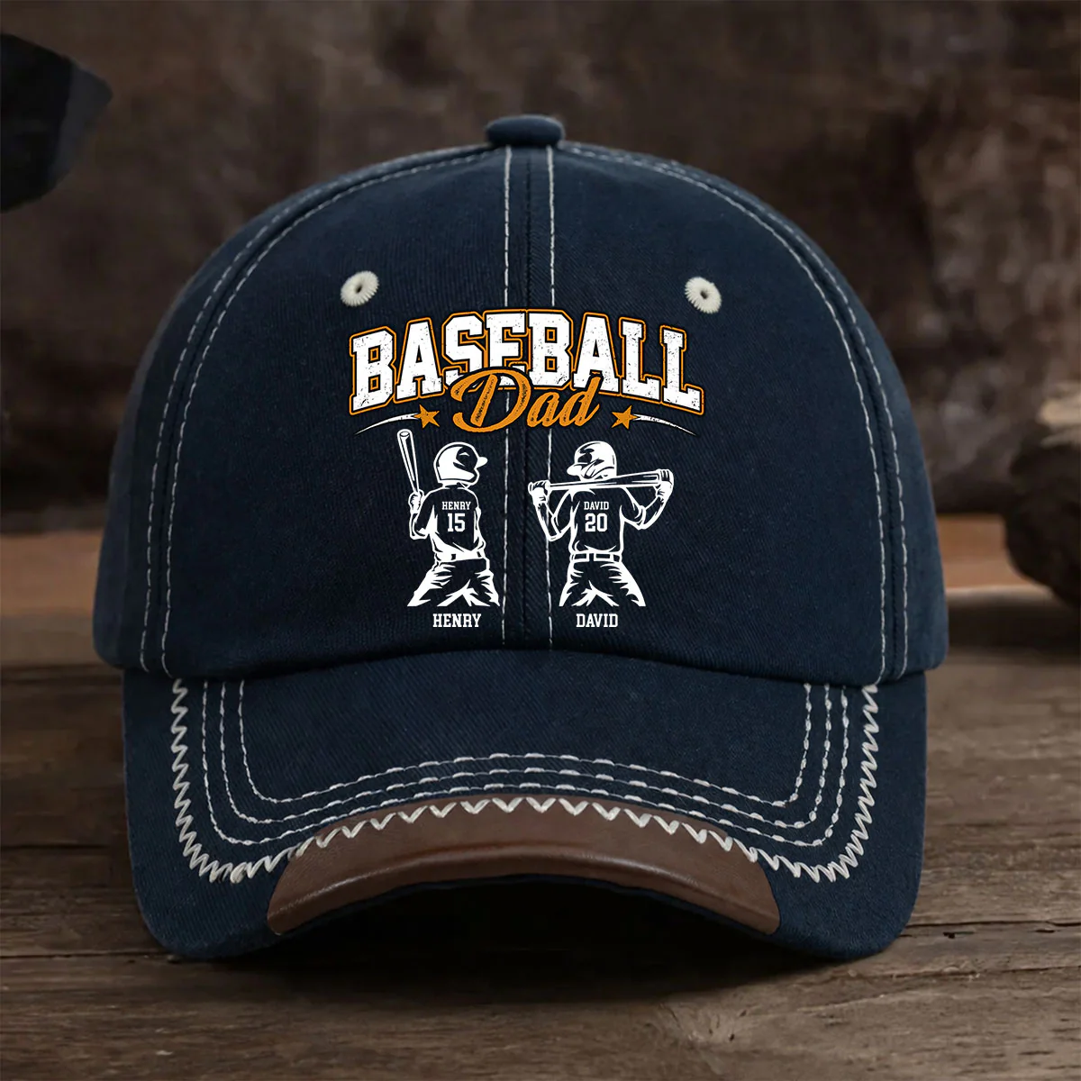 Baseball Daddy We Love - Personalized Custom Vintage Soft Baseball Cap - Image 2