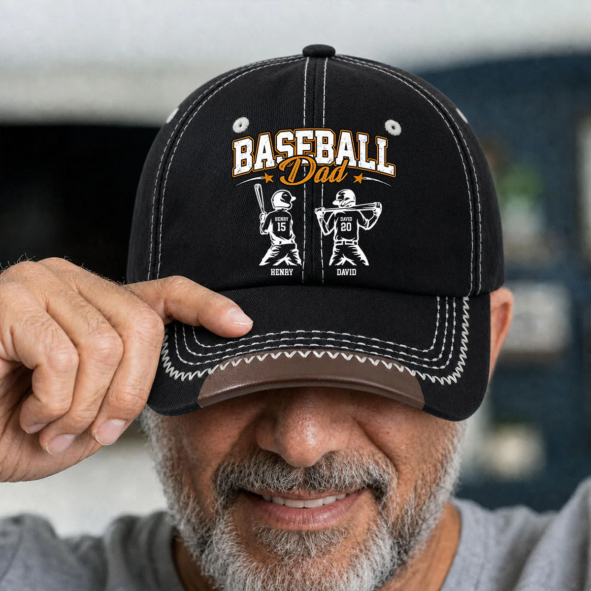 Baseball Daddy We Love - Personalized Custom Vintage Soft Baseball Cap - Image 5