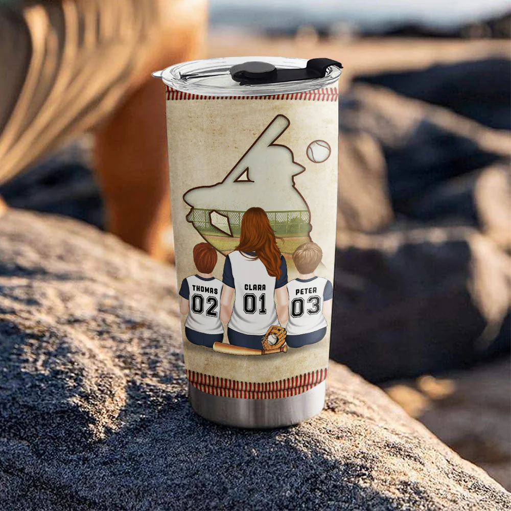 Baseball Mom Behind Every Baseball Player - Personalized Custom Tumbler - Image 2